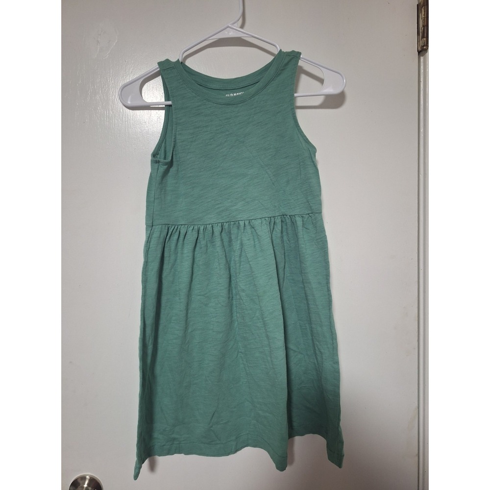 Old Navy Girls Green Tank Dress Sleeveless Knit Gathered Waist Size L 10-12